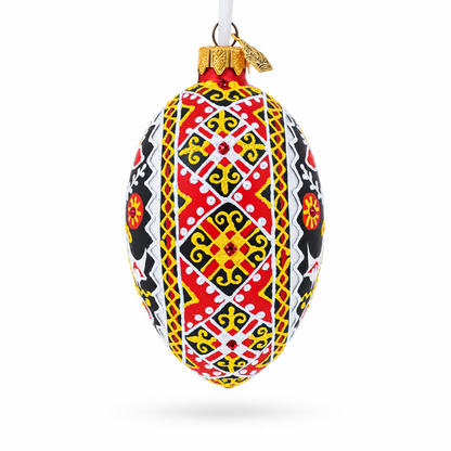 Two Roosters Ukrainian Glass Egg Ornament 4 Inches