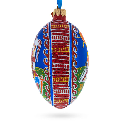 Kozak with Kobza Ukrainian Glass Egg Ornament 4 Inches