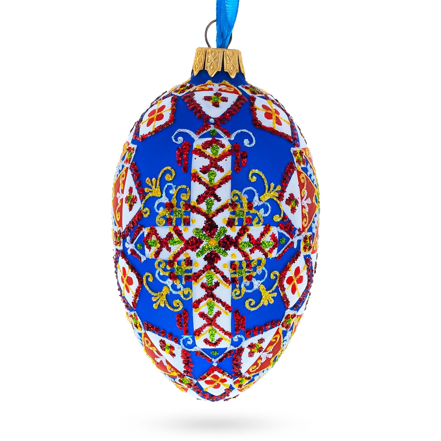 Statue of Liberty Ukrainian Glass Egg Ornament 4 Inches