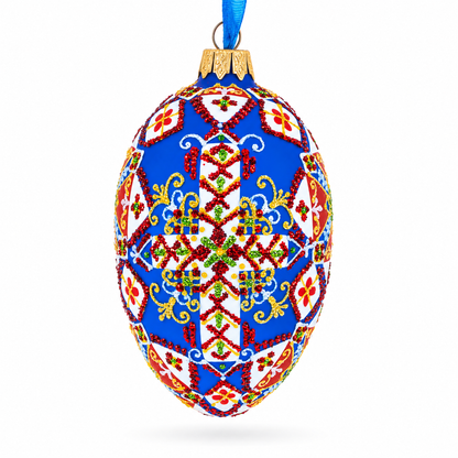 Statue of Liberty Ukrainian Glass Egg Ornament 4 Inches