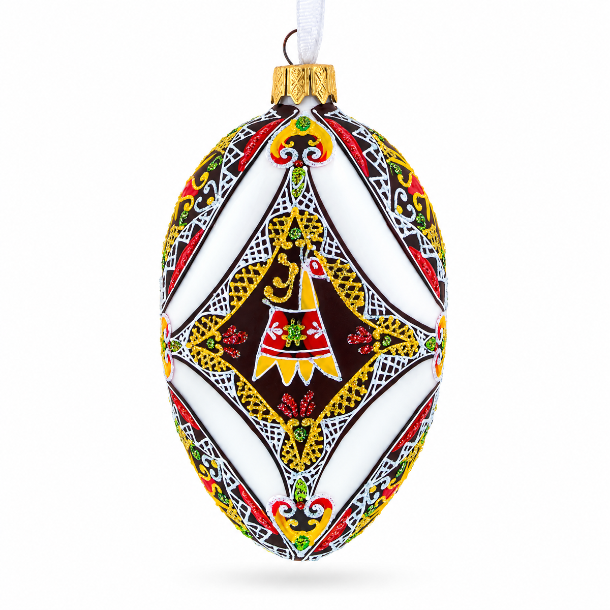 The Horse Ukrainian Glass Egg Ornament 4 Inches