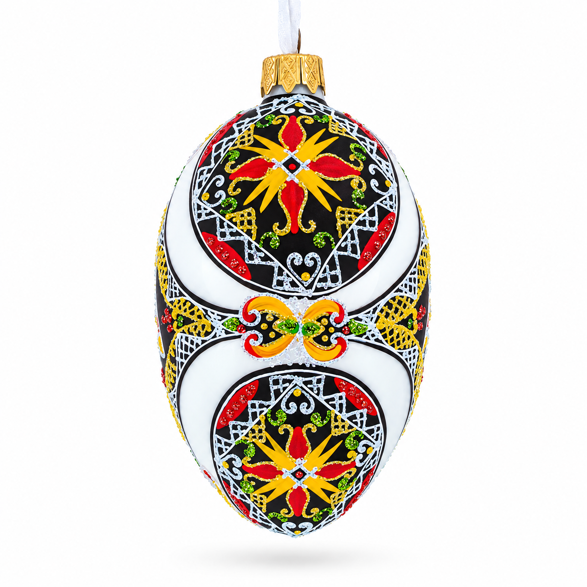 The Horse Ukrainian Glass Egg Ornament 4 Inches