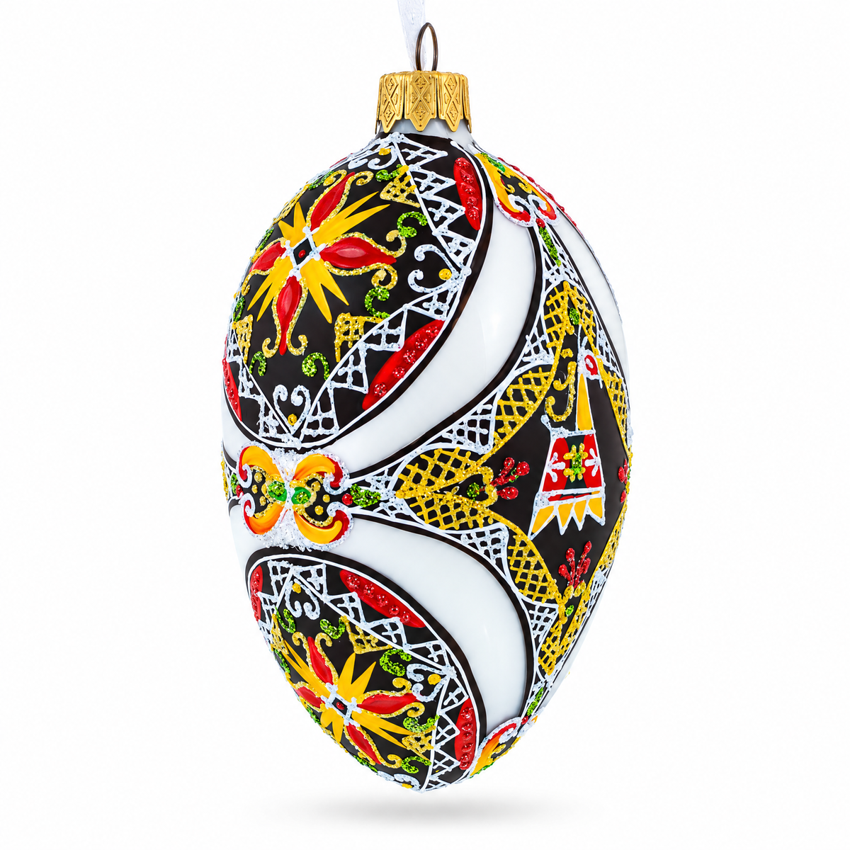 The Horse Ukrainian Glass Egg Ornament 4 Inches