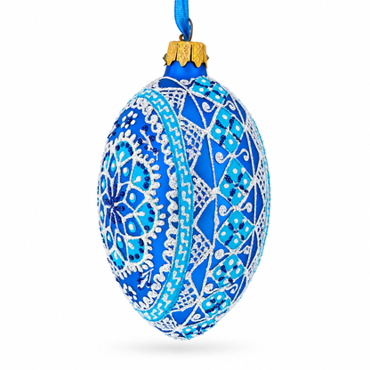 Spire Star Ukrainian Glass Egg Ornament 4 Inches