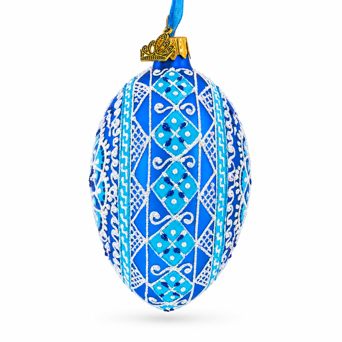 Spire Star Ukrainian Glass Egg Ornament 4 Inches