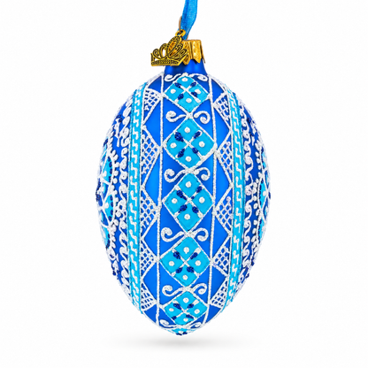 Spire Star Ukrainian Glass Egg Ornament 4 Inches