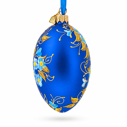 Multi Color Flowers Glass Egg Ornament 4 Inches