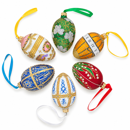 Cross Ukrainian Glass Egg Ornament 4 Inches