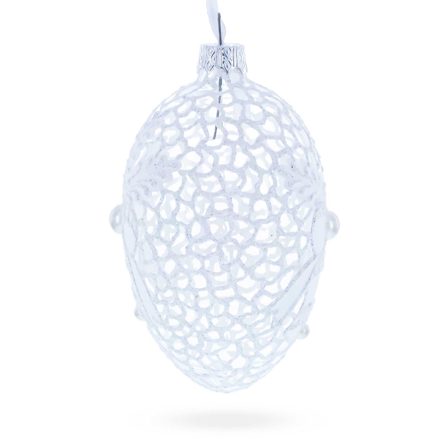 Winter Bells Egg Glass Ornament 4 Inches