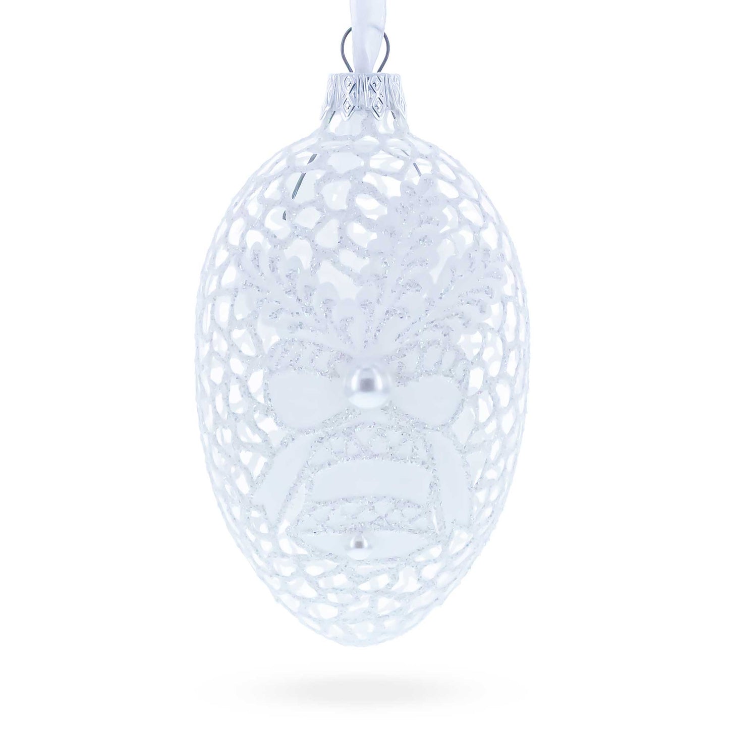 Winter Bells Egg Glass Ornament 4 Inches