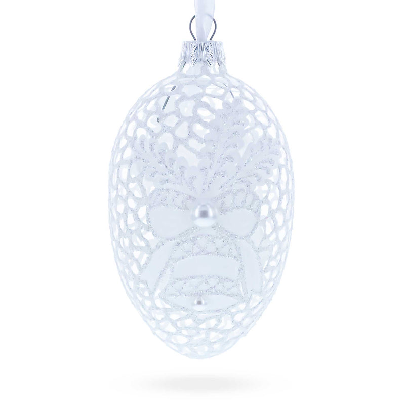 Winter Bells Egg Glass Ornament 4 Inches