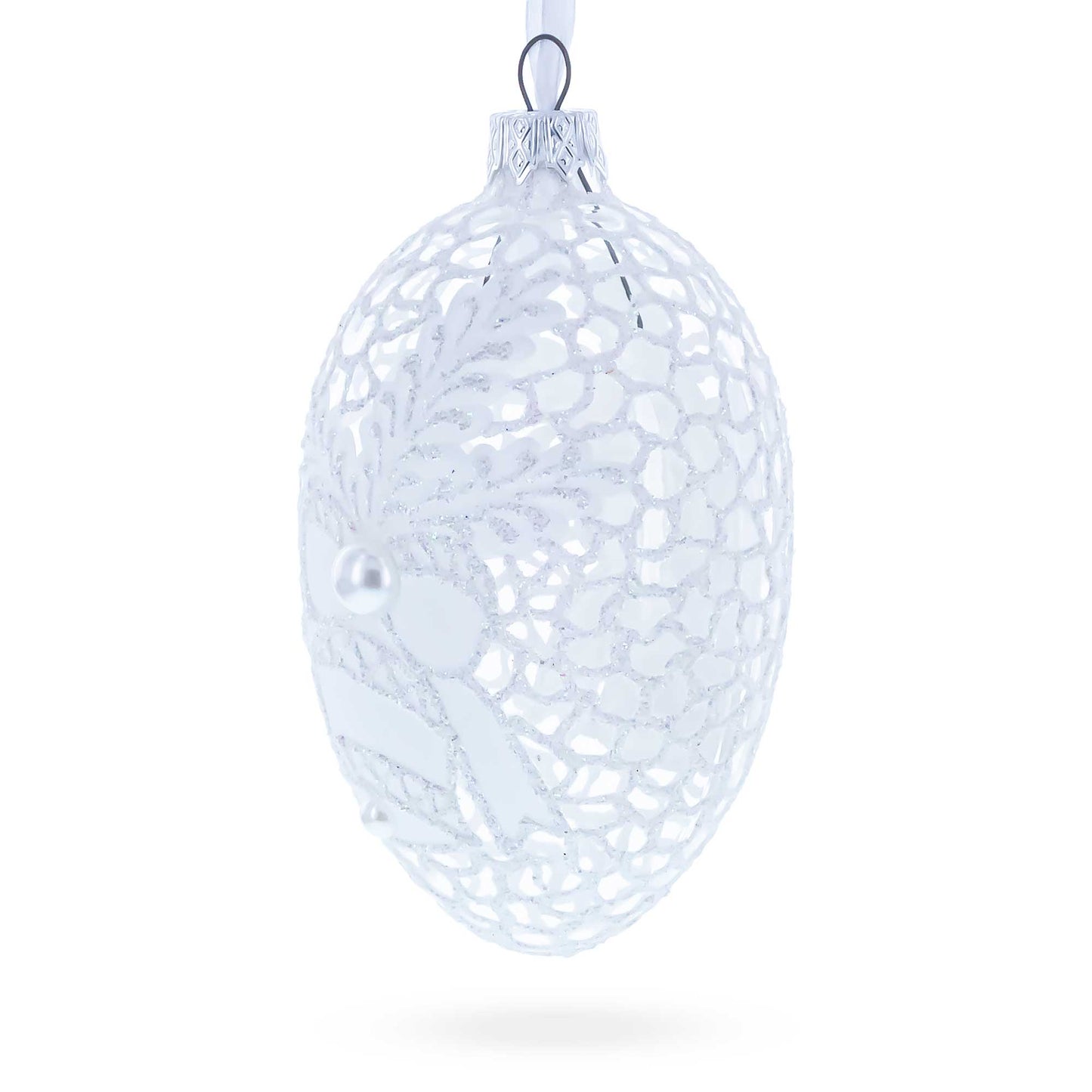 Winter Bells Egg Glass Ornament 4 Inches