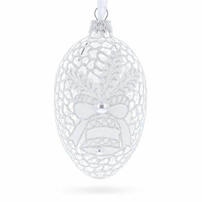 Winter Bells Egg Glass Ornament 4 Inches