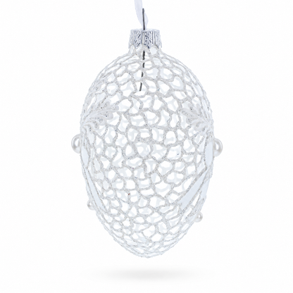 Winter Bells Egg Glass Ornament 4 Inches