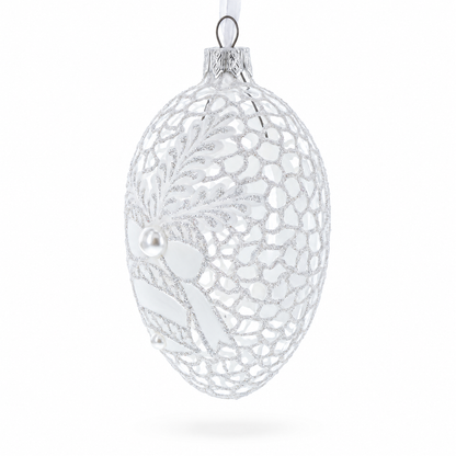 Winter Bells Egg Glass Ornament 4 Inches