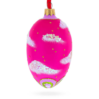 Newborn Baby Girl Egg Glass Ornament 4 Inches