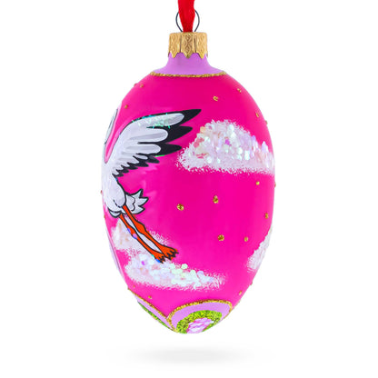 Newborn Baby Girl Egg Glass Ornament 4 Inches