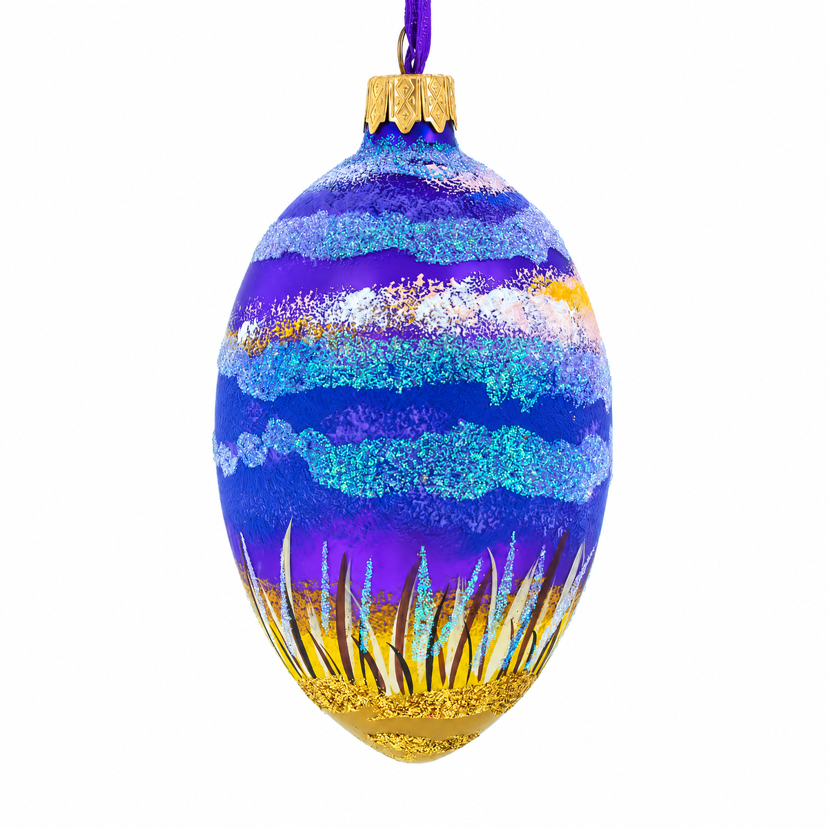 The Rising Cross Egg Glass Ornament 4 Inches