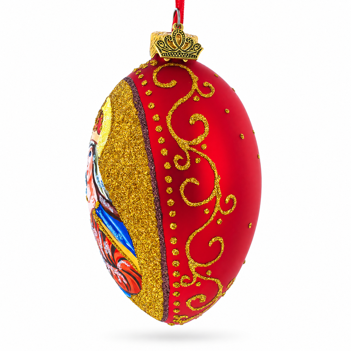 Icon Glittered Egg Glass Ornament 4 Inches