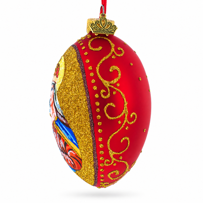Icon Glittered Egg Glass Ornament 4 Inches