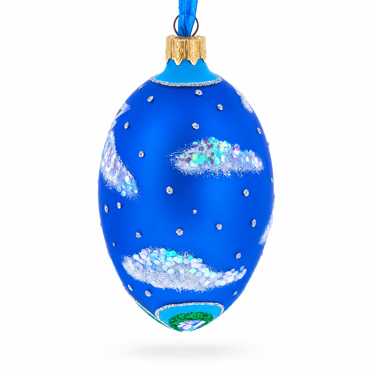 Newborn Baby Boy Egg Glass Ornament 4 Inches