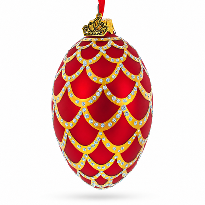 1900 Pine Cone In Red Royal Egg Glass Ornament 4 Inches