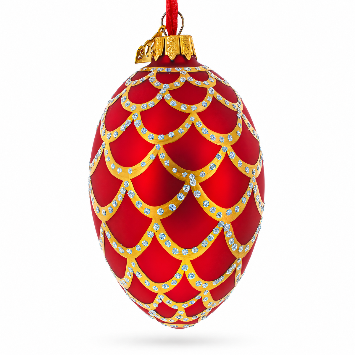 1900 Pine Cone In Red Royal Egg Glass Ornament 4 Inches