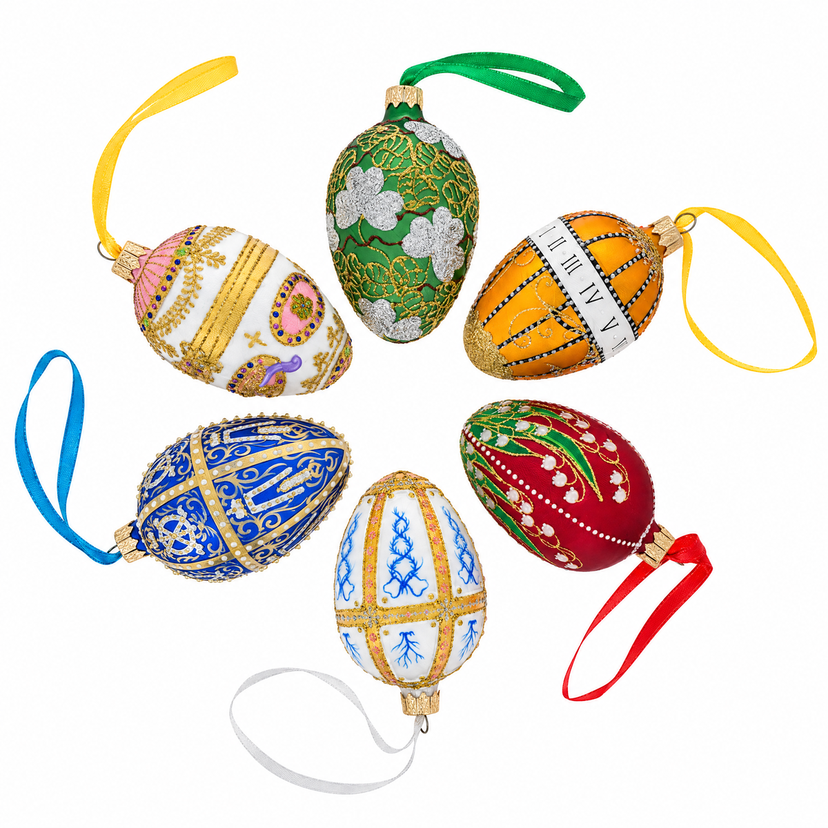 Jeweled Red Royal Inspired Glass Egg Ornament 4 Inches
