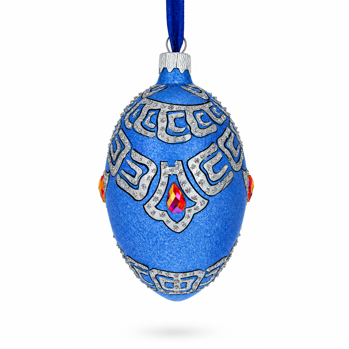 French Designer Riders of the Knights Bracelet Glass Egg Christmas Ornament 4 Inches