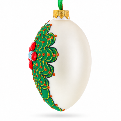 Louis-Francois Designer Jeweled Arabesque Glass Egg Christmas Ornament 4 Inches