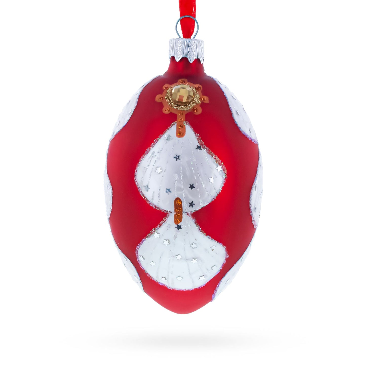 Florence Designer Jeweled Sea Shells Earrings Glass Egg Christmas Ornament 4 Inches