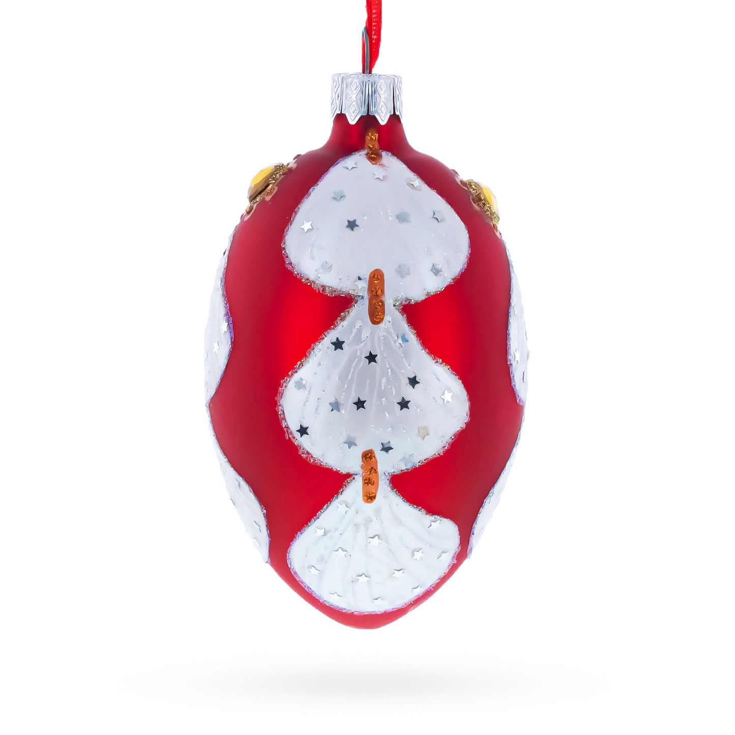 Florence Designer Jeweled Sea Shells Earrings Glass Egg Christmas Ornament 4 Inches