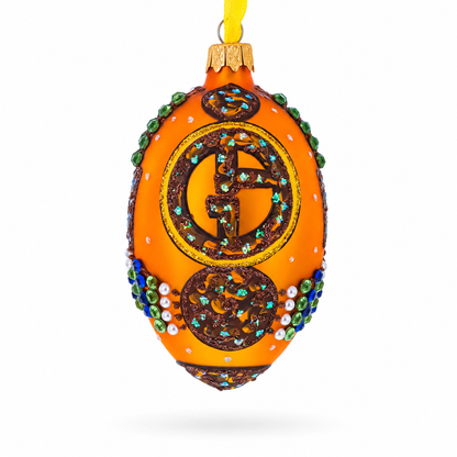 Italian Couturier Fine Earring Glass Egg Christmas Ornament 4 Inches