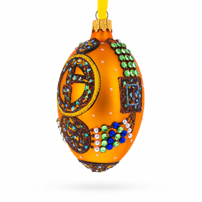 Italian Couturier Fine Earring Glass Egg Christmas Ornament 4 Inches
