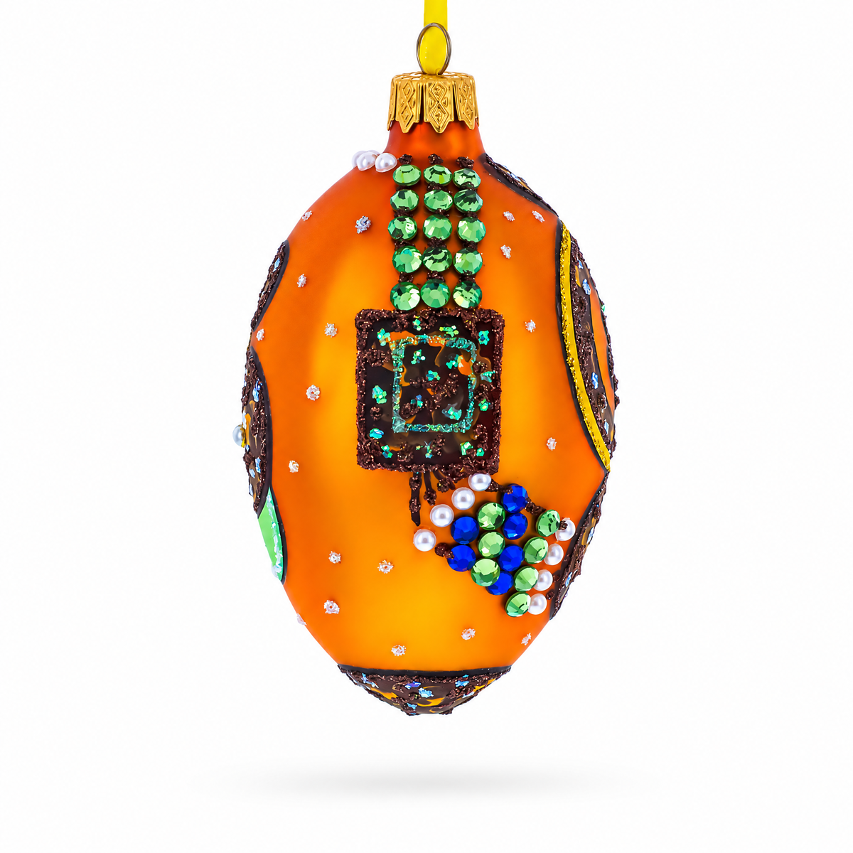 Italian Couturier Fine Earring Glass Egg Christmas Ornament 4 Inches