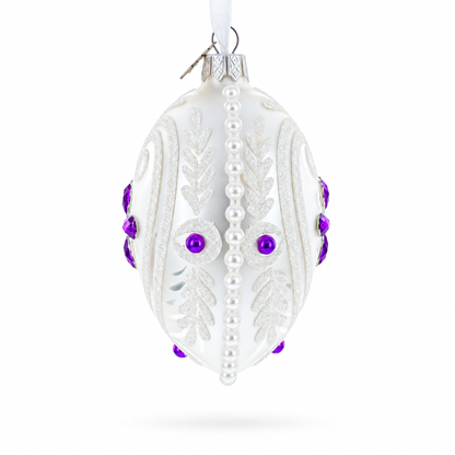 Purple Drops Glass Egg Christmas Ornament 4 Inches