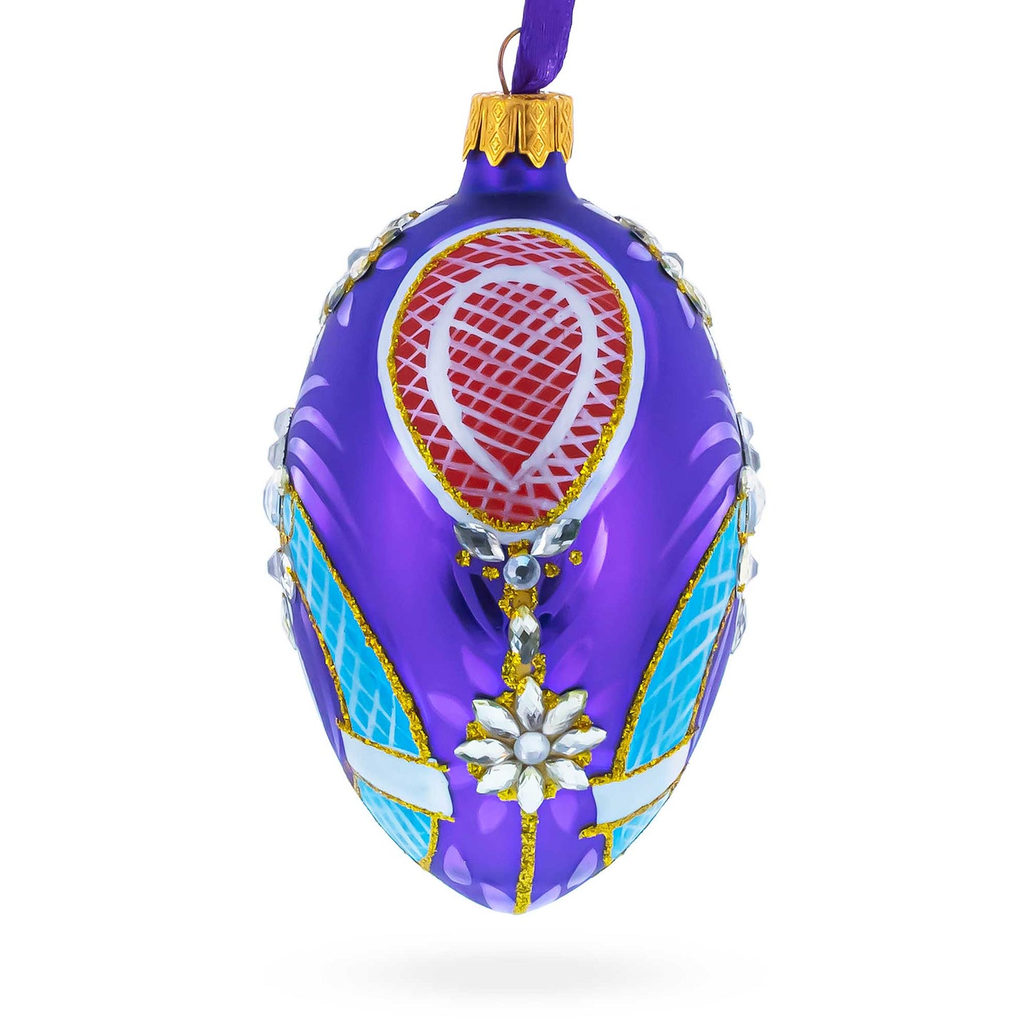 Milan Designer Luxury Flower Earrings Glass Egg Christmas Ornament 4 Inches