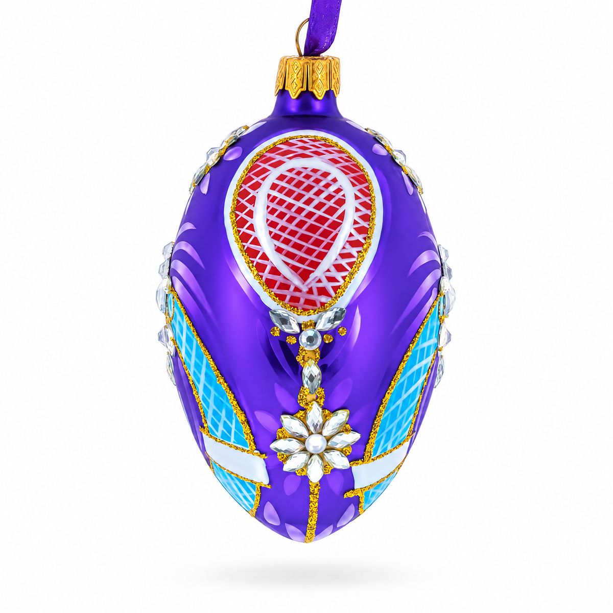 Milan Designer Luxury Flower Earrings Glass Egg Christmas Ornament 4 Inches