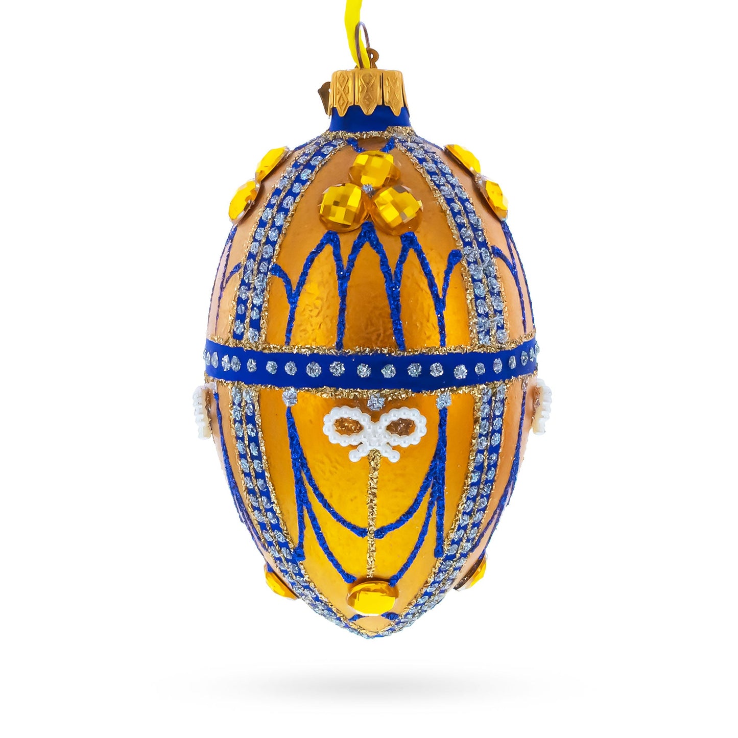 Golden Jewels Glass Egg Ornament 4 Inches