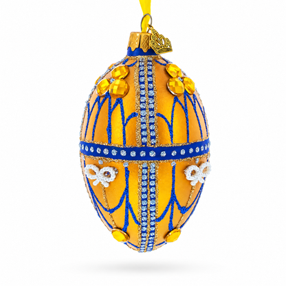 Golden Jewels Glass Egg Ornament 4 Inches