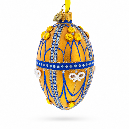 Golden Jewels Glass Egg Ornament 4 Inches
