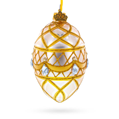 Diamond Drops on Pink Glass Egg Ornament 4 Inches