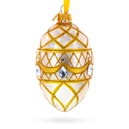Diamond Drops on Pink Glass Egg Ornament 4 Inches