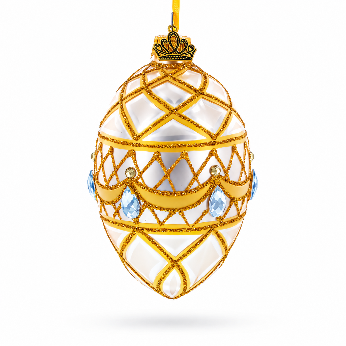 Diamond Drops on Pink Glass Egg Ornament 4 Inches