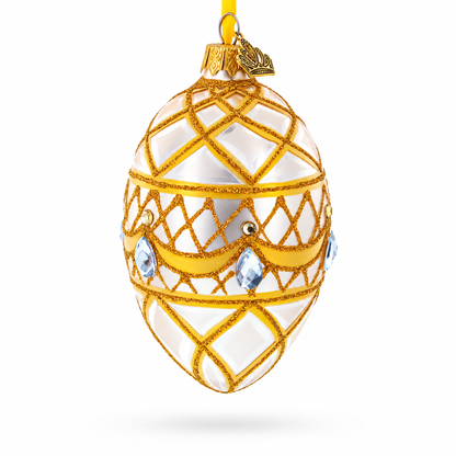 Diamond Drops on Pink Glass Egg Ornament 4 Inches