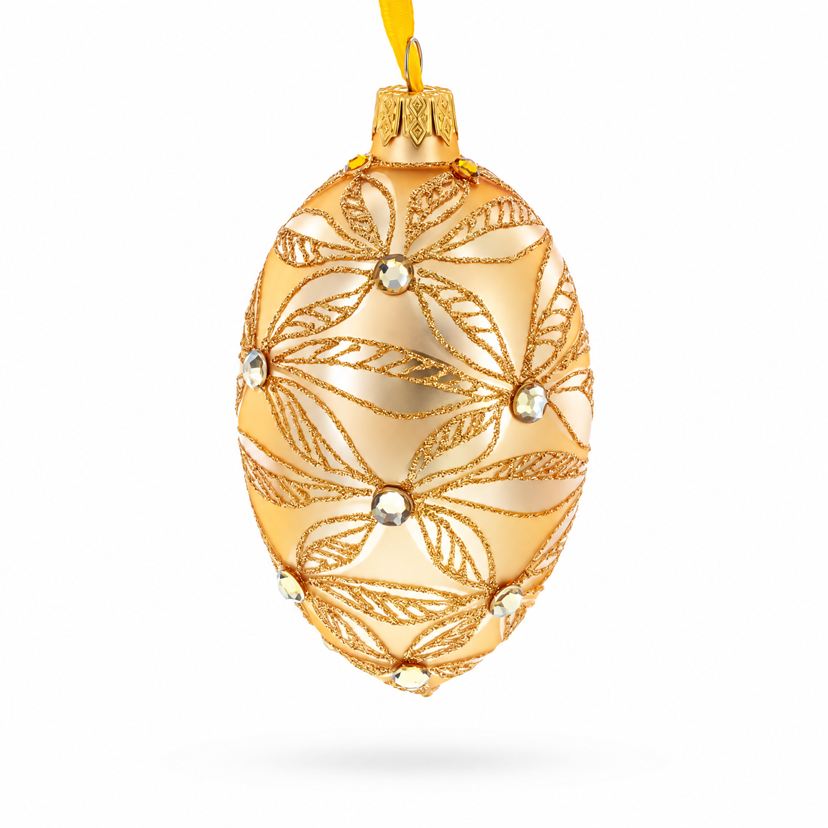 Jeweled Waves on Champagne Glass Egg Ornament 4 Inches