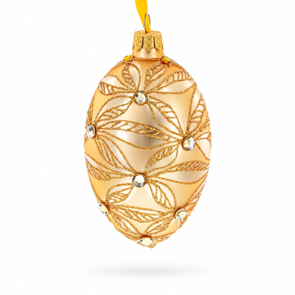 Jeweled Waves on Champagne Glass Egg Ornament 4 Inches