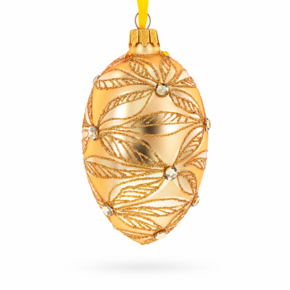 Jeweled Waves on Champagne Glass Egg Ornament 4 Inches