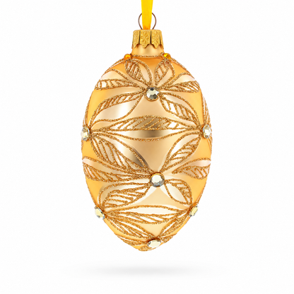 Jeweled Waves on Champagne Glass Egg Ornament 4 Inches