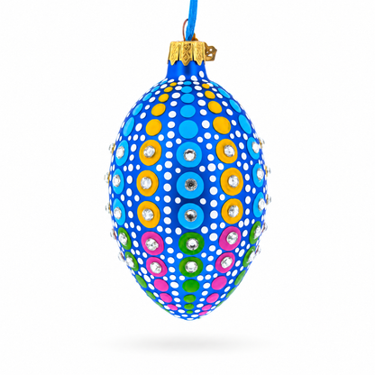 Vibrant Polka Dot Jewel-Toned Glass Egg Ornament  4 Inches